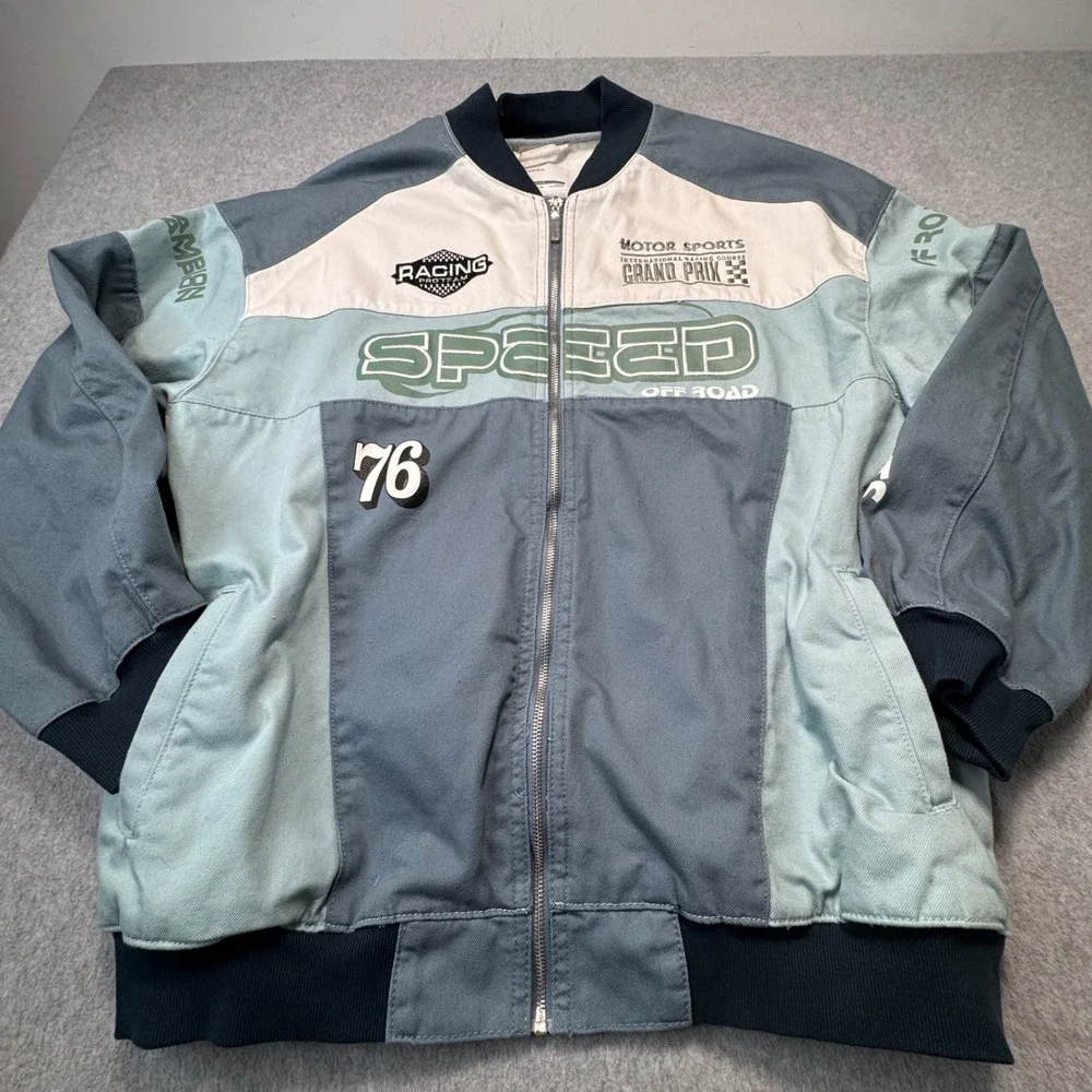 Bershka Motor Sports Racing Jacket Bomber Jacket Colorblock Y2K Patchwork Medium